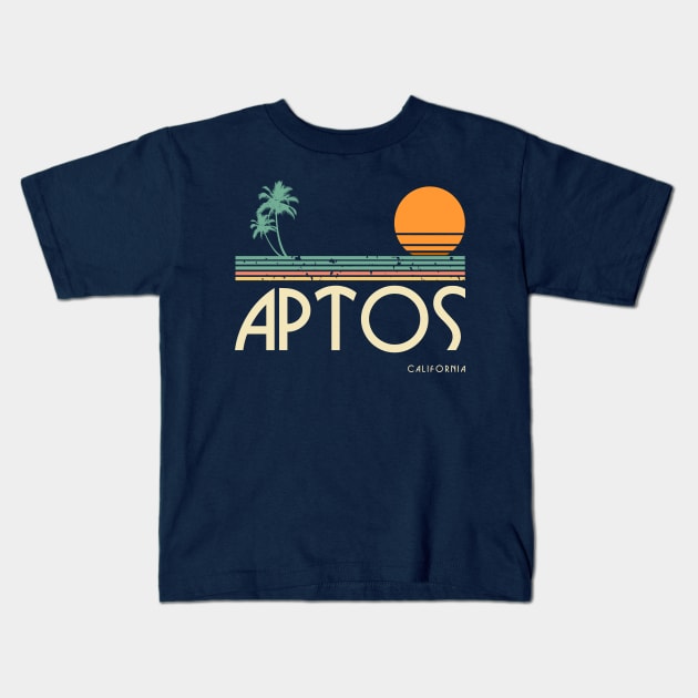 Aptos California Sunset and Palm Trees Kids T-Shirt by OCSurfStyle